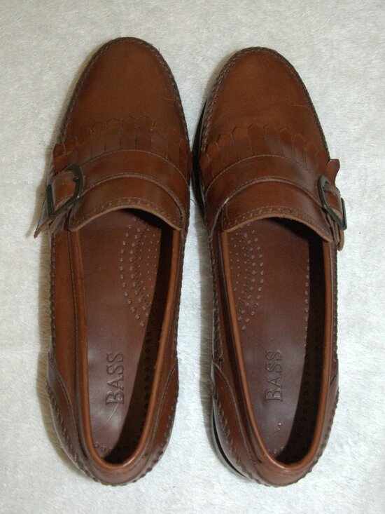 Vintage Bass Men\'s Leather Buckle Loafers Kiltie Fringe size 11M main image 4
